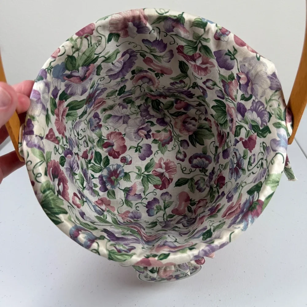 Vintage Longaberger 1996 Sweet Pea Basket Floral Liner Plastic Liner Cottagecore